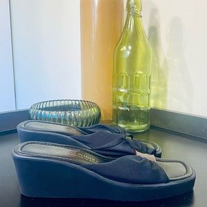 Donald J. Pliner Black Wedge Heel Sandals